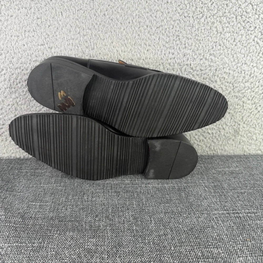 Bally Tribus Loafers Men 7.5E Black Leather Italian Apron Toe Penny Dress Shoes